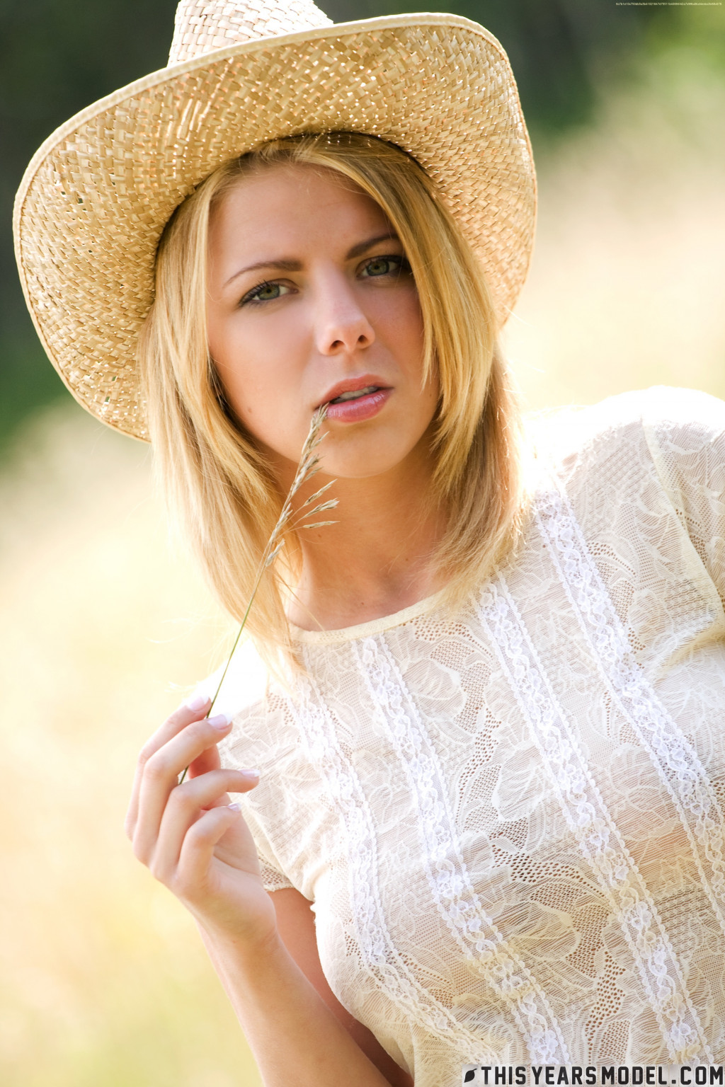 Cute and charming cowboy flirts with camera objective  in This Years Model set Meet Jana