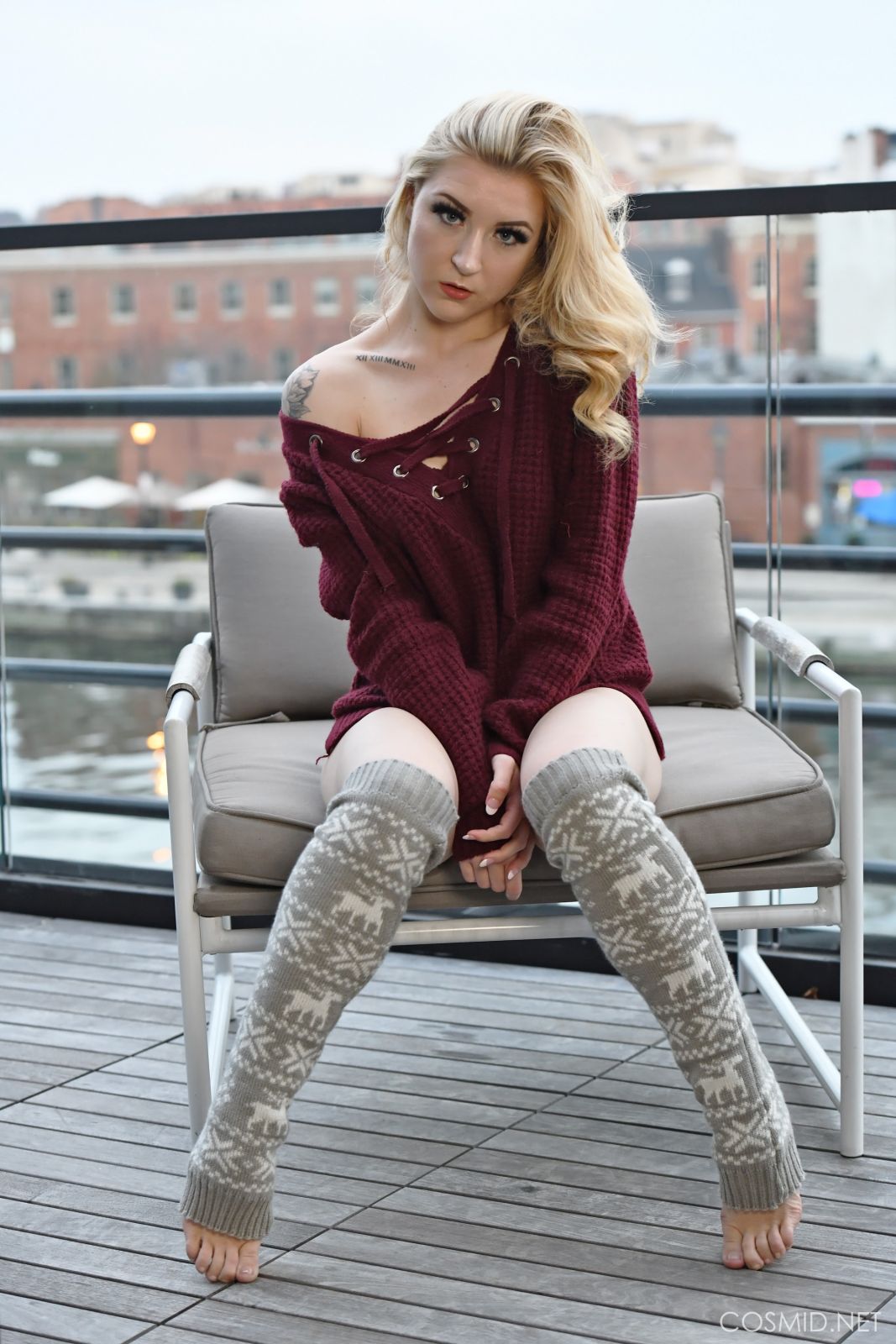 Attractive lady is hiding her heartstopping natural body under all those clothes  in Cosmid set Emmas Leg Warmers