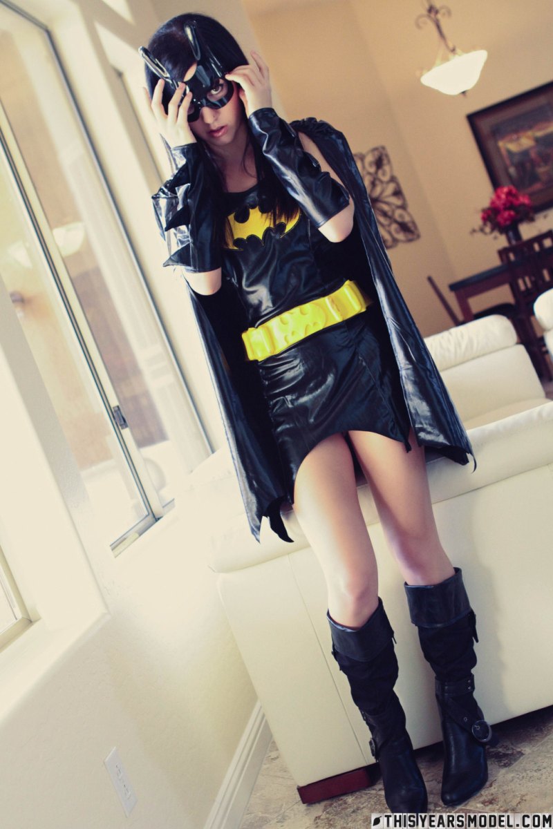 Sexy hottie Catie Minx wears no panties under her Batgirl costume  in This Years Model set GarbageMan Girl