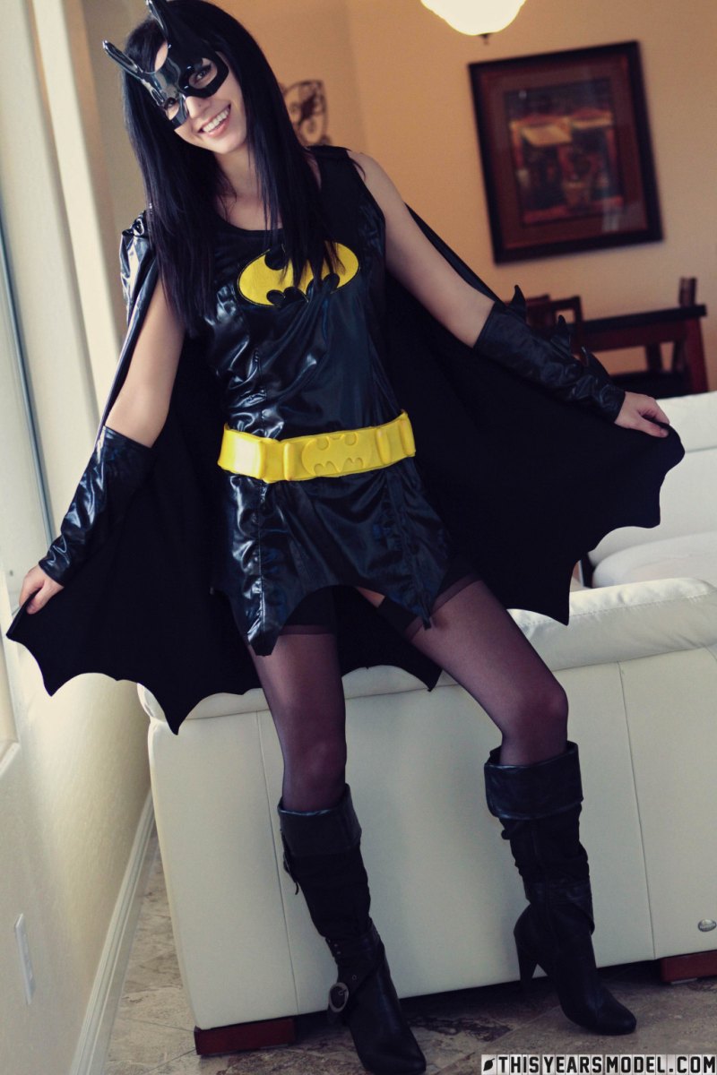 Sexy hottie Catie Minx wears no panties under her Batgirl costume  in This Years Model set GarbageMan Girl