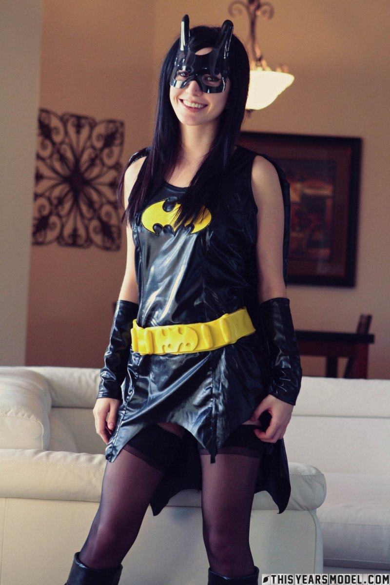 Sexy hottie Catie Minx wears no panties under her Batgirl costume  in This Years Model set GarbageMan Girl