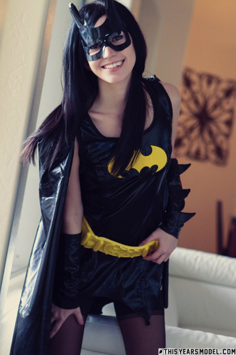 Sexy hottie Catie Minx wears no panties under her Batgirl costume  in This Years Model set GarbageMan Girl