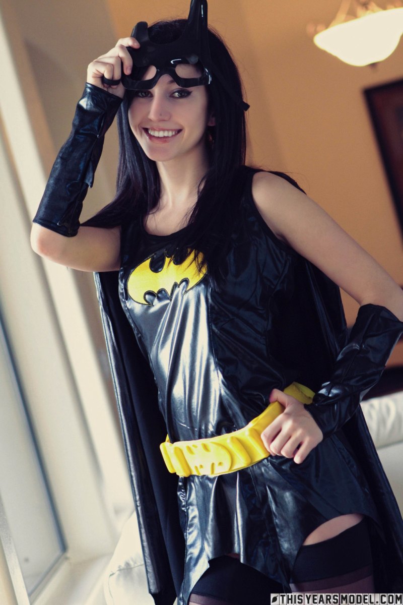 Sexy hottie Catie Minx wears no panties under her Batgirl costume  in This Years Model set GarbageMan Girl