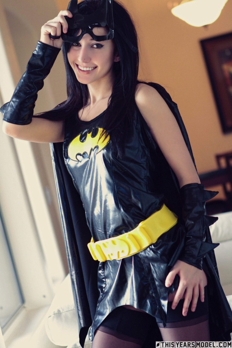 Sexy hottie Catie Minx wears no panties under her Batgirl costume  in This Years Model set GarbageMan Girl