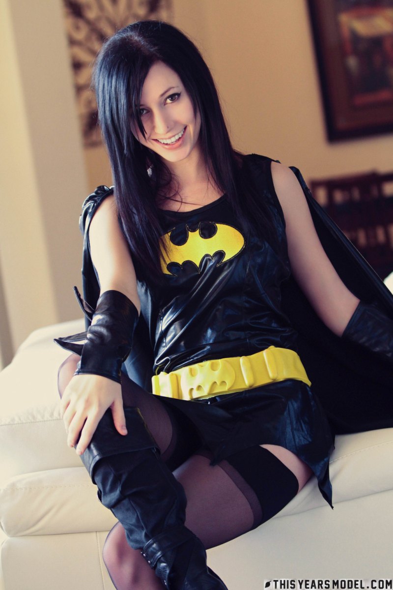 Sexy hottie Catie Minx wears no panties under her Batgirl costume  in This Years Model set GarbageMan Girl