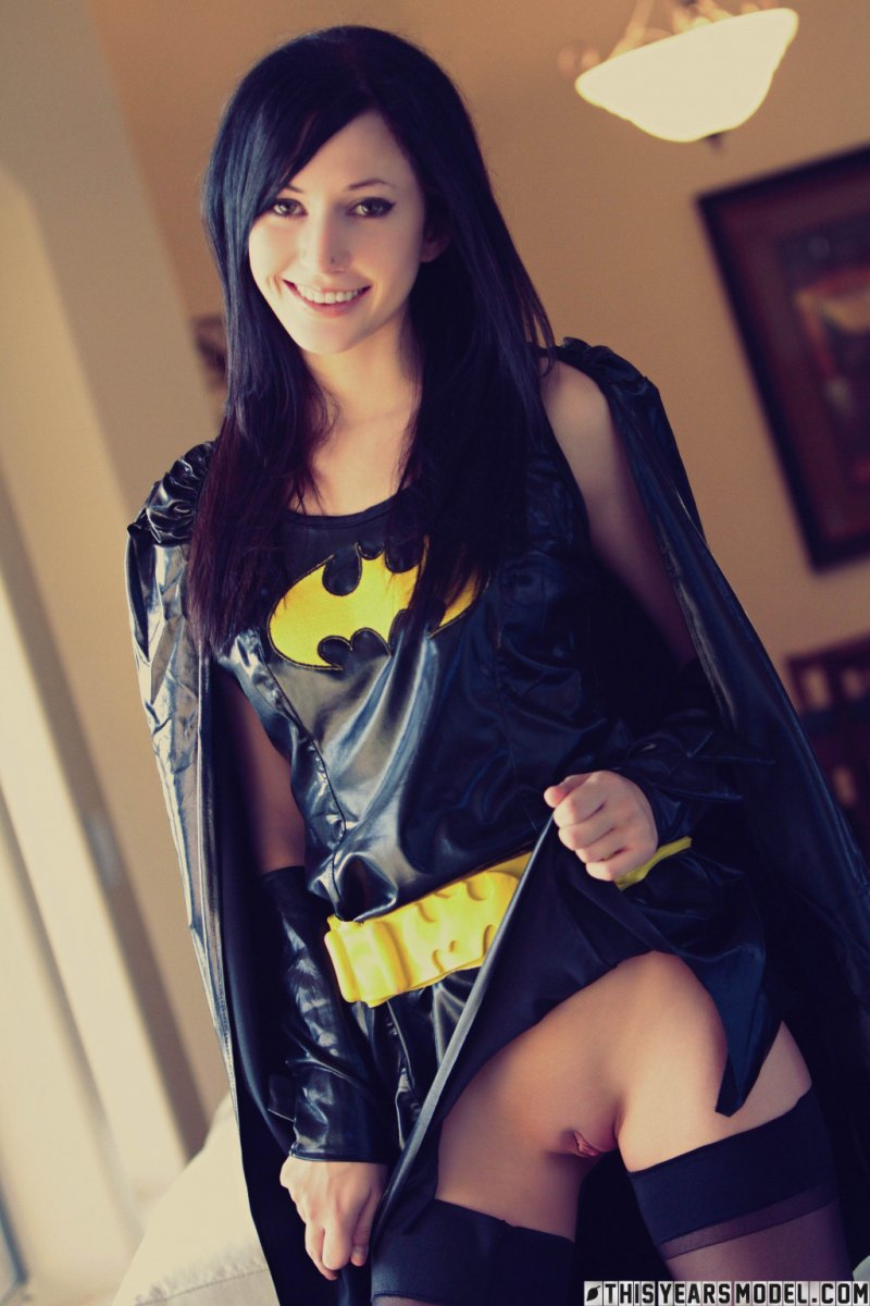 Sexy hottie Catie Minx wears no panties under her Batgirl costume  in This Years Model set GarbageMan Girl