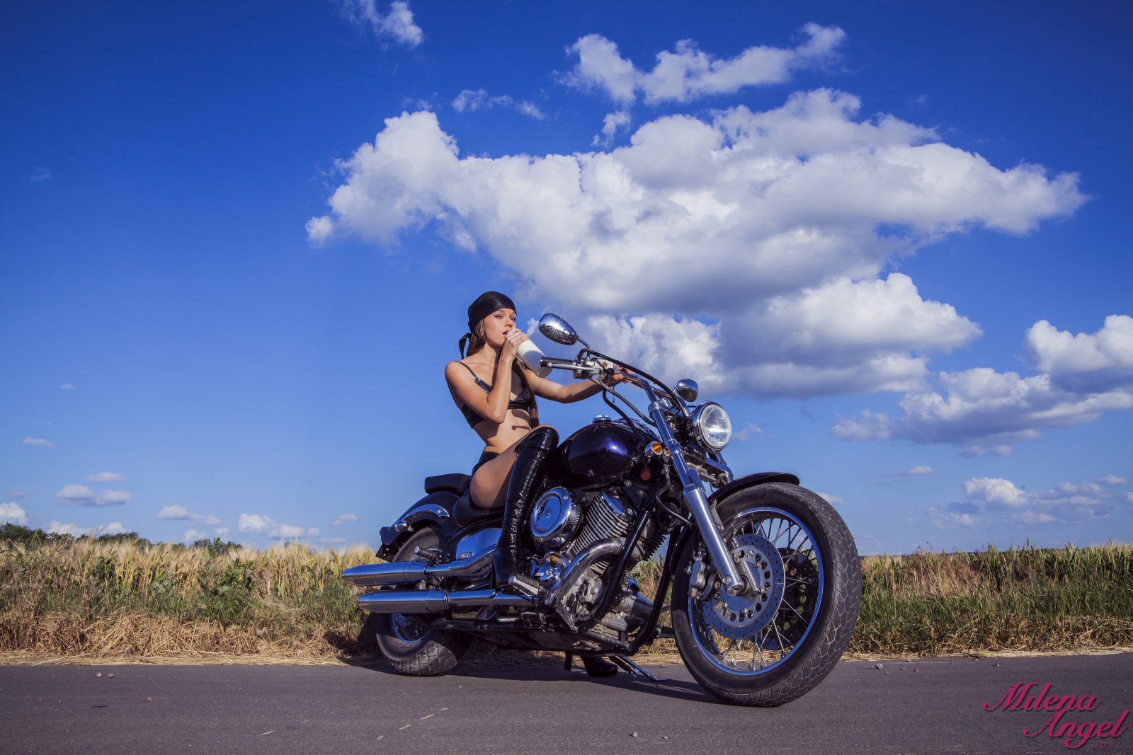 This young girl seems to be a hottest female motorcyclists ever  in Milena Angel set Bike Fest