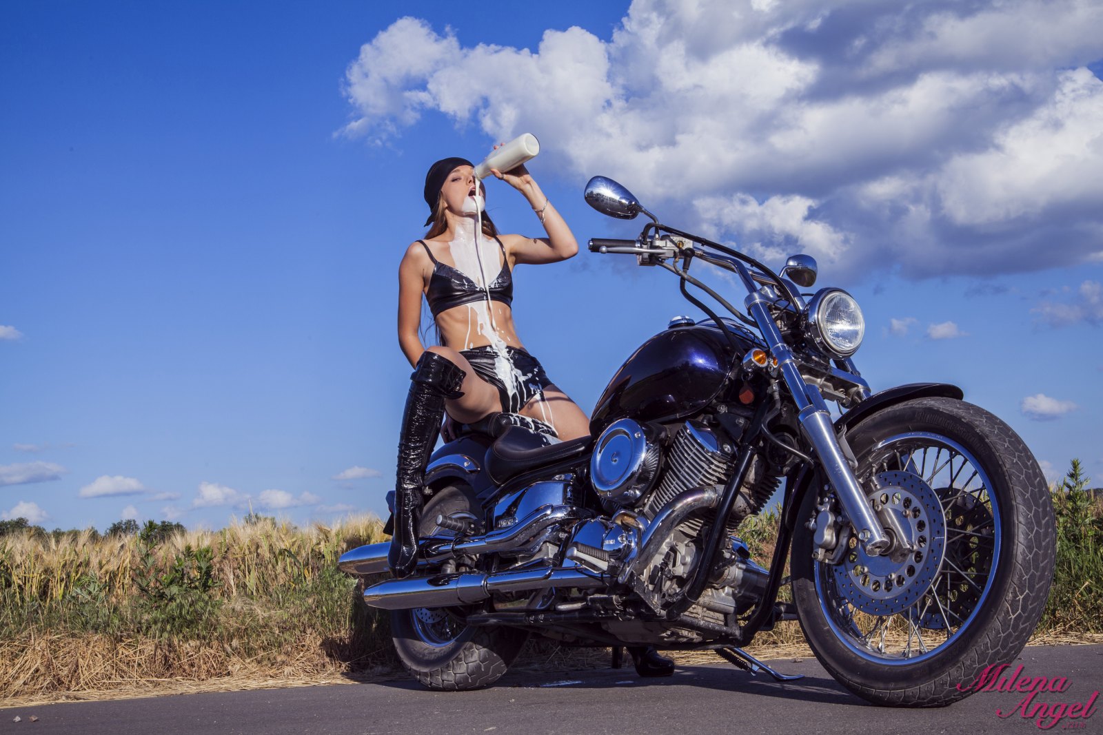 This young girl seems to be a hottest female motorcyclists ever  in Milena Angel set Bike Fest