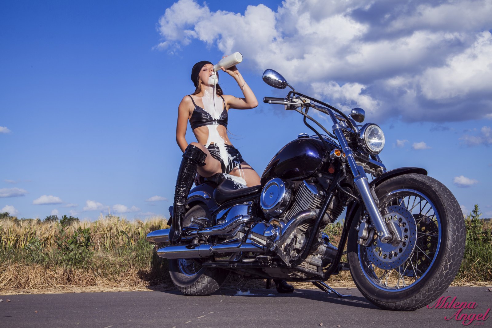 This young girl seems to be a hottest female motorcyclists ever  in Milena Angel set Bike Fest