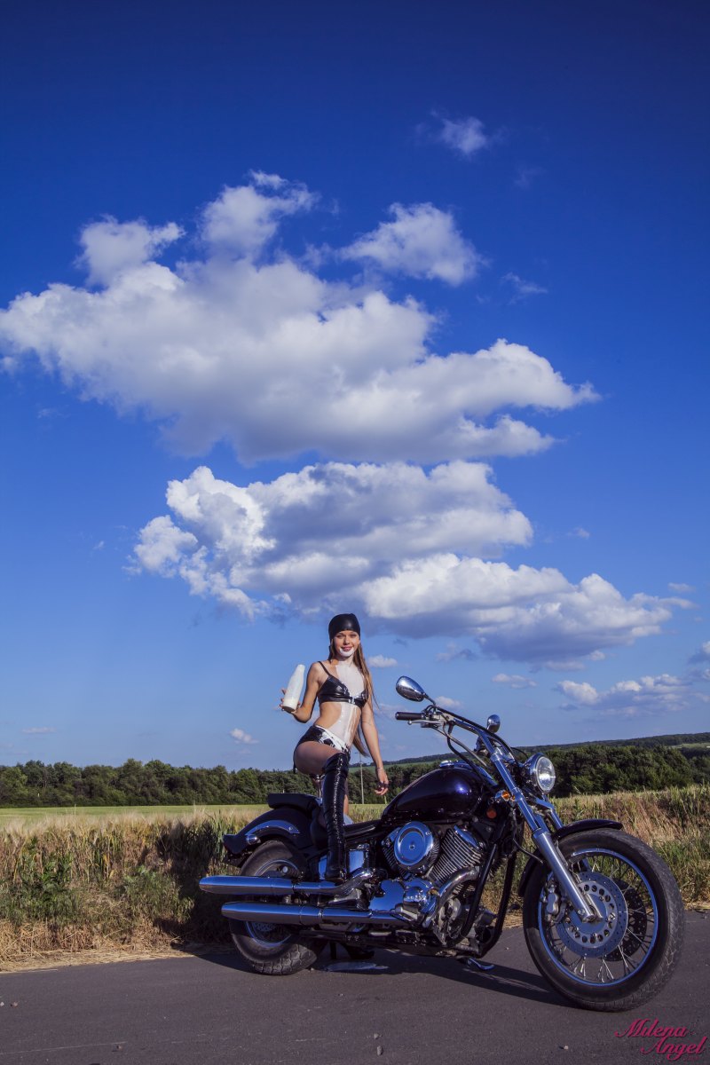 This young girl seems to be a hottest female motorcyclists ever  in Milena Angel set Bike Fest