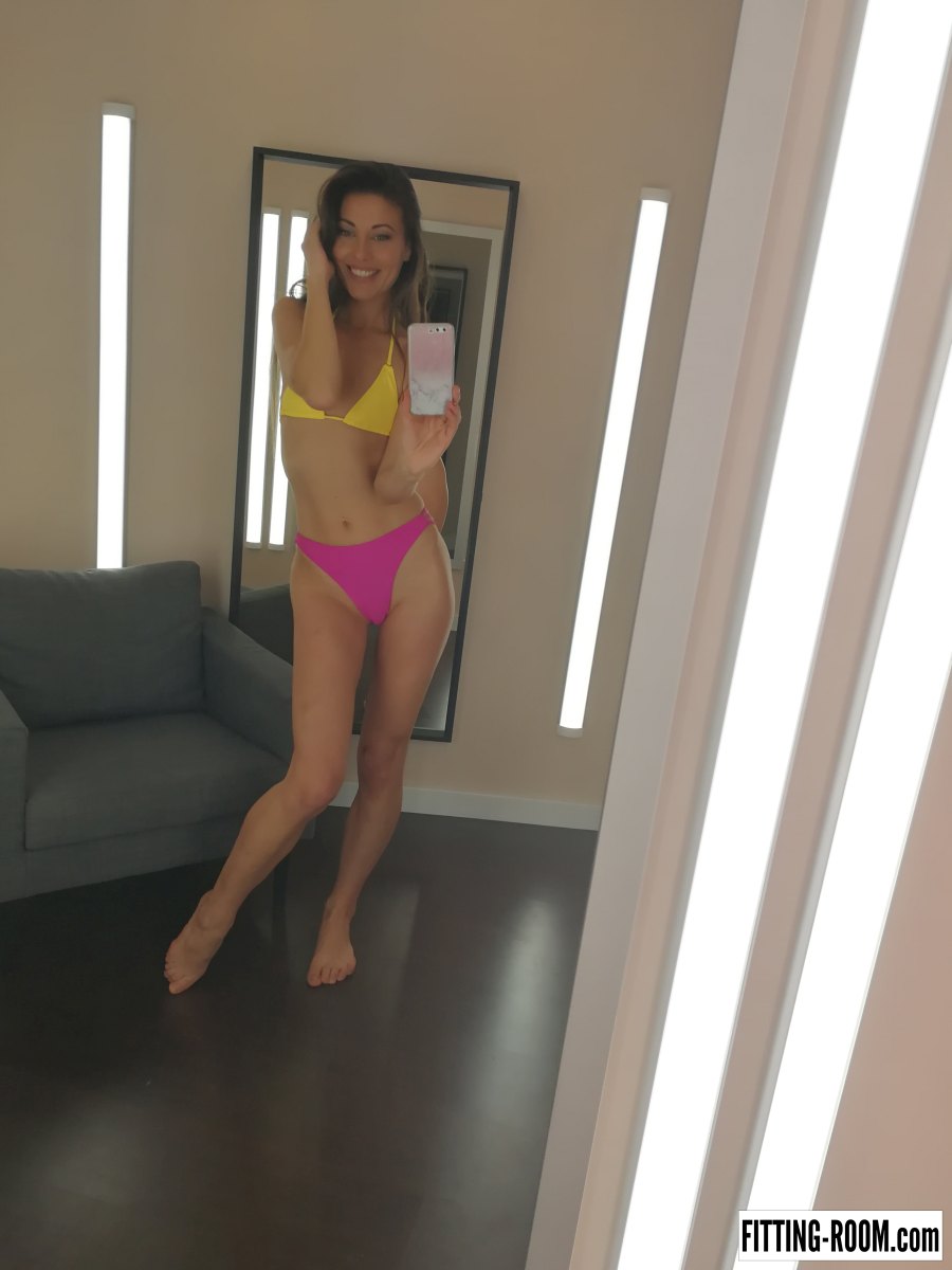 Brunette presents us her body in amazing selfie compilation  in Fitting Room set eXtra