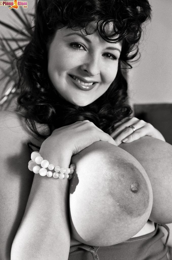 Classy girls models at home revealing her big nippled breasts and ass  in Pinup Files set Black And White Photo Shoot