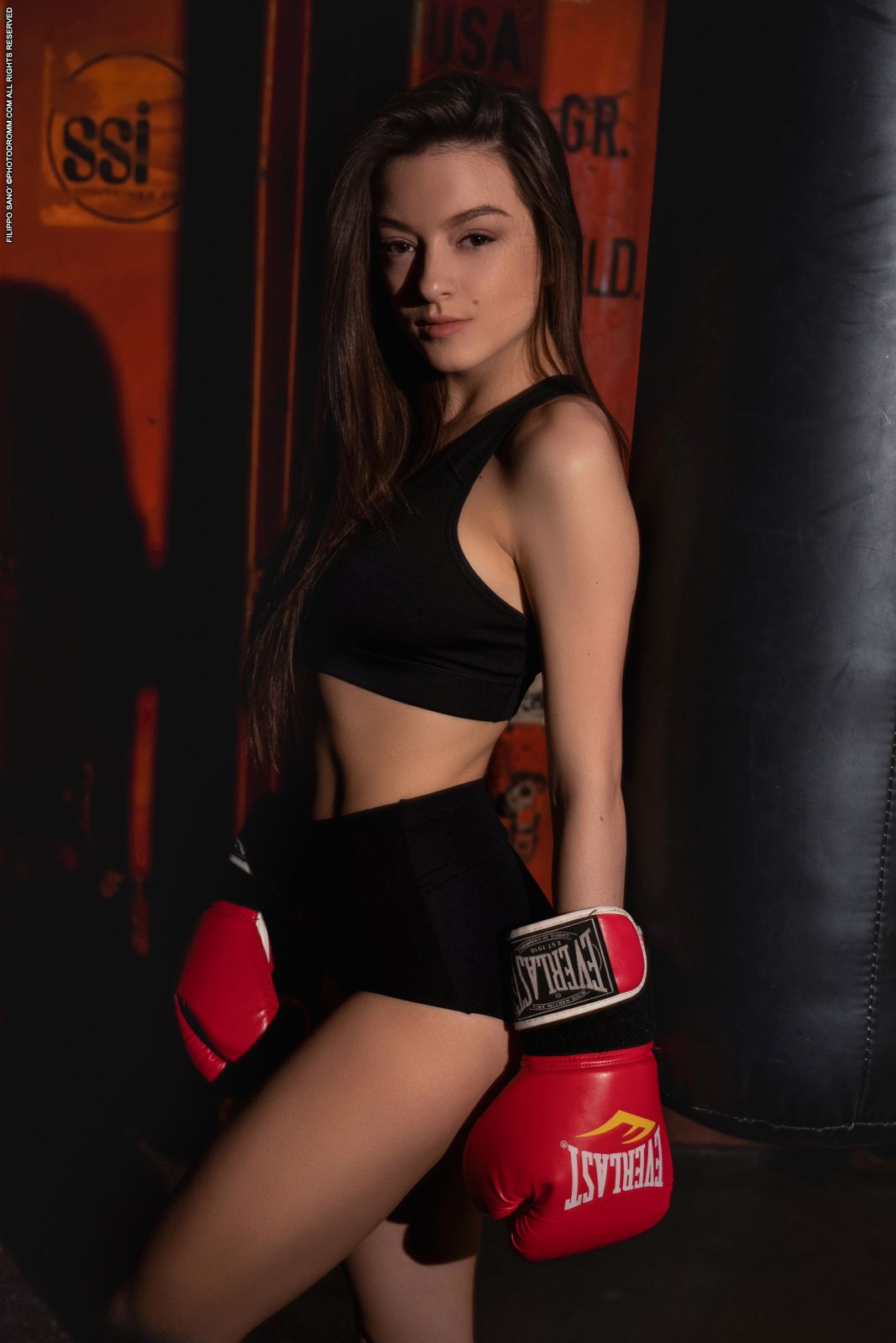 A fantastic brown haired athlete needs a man for sparing in the ring  in Photodromm set Stronger 2