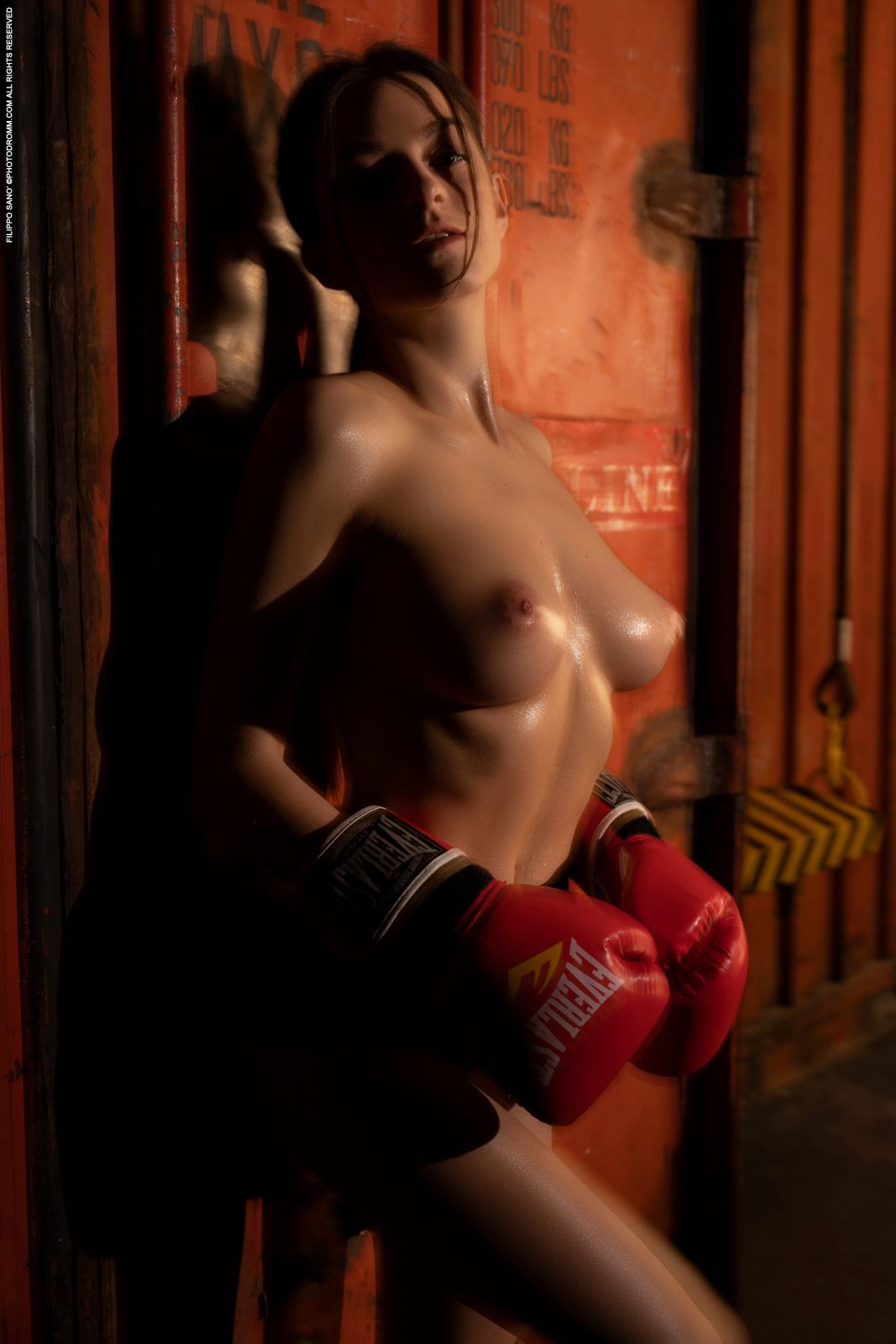 A fantastic brown haired athlete needs a man for sparing in the ring  in Photodromm set Stronger 2