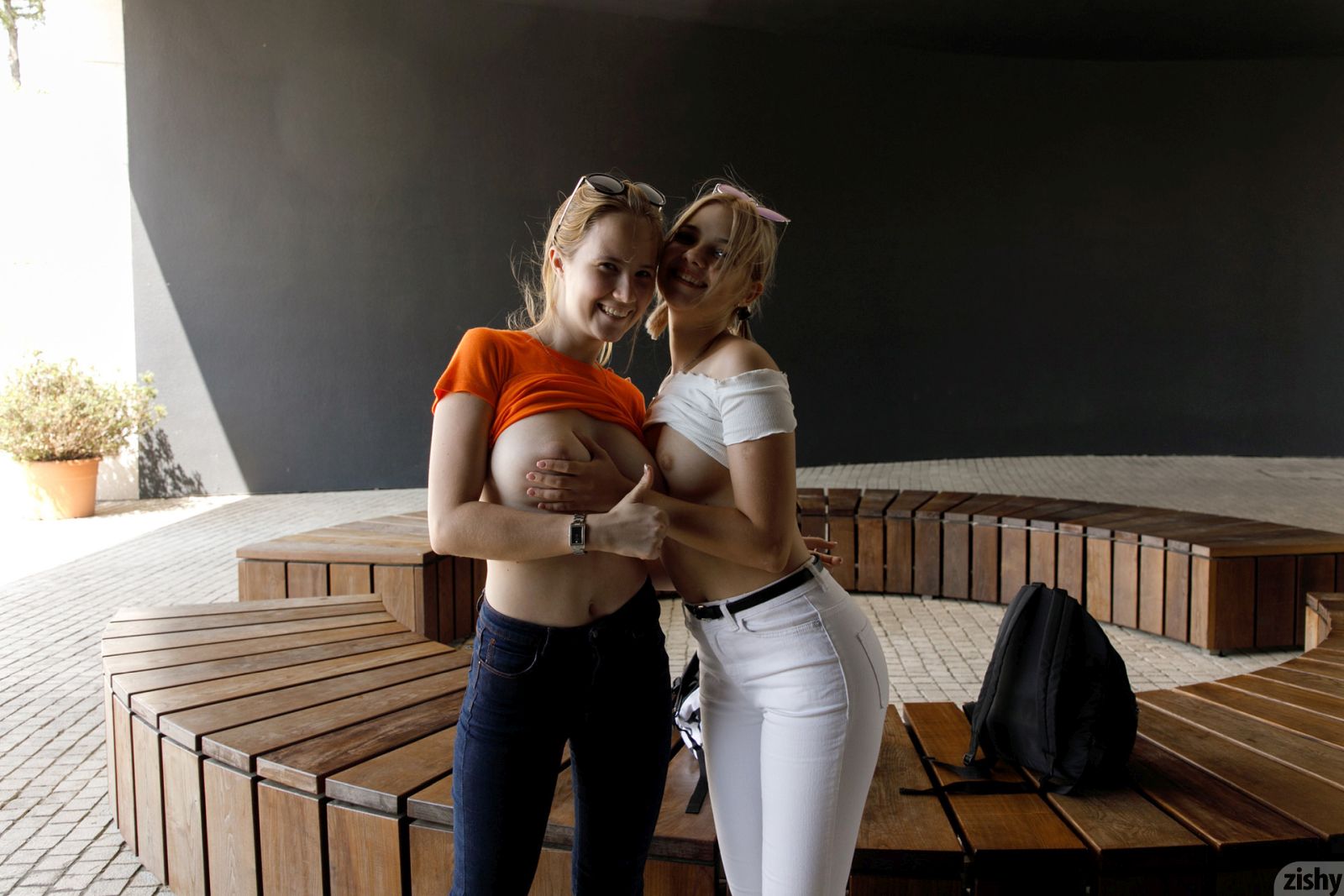 Diana and Victoria teasing with their hot and natural bodies in public  in Zishy set World Cups 2