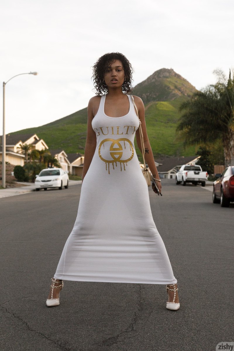 Gorgeous ebony doll Noelle Monique reveals her busty natural body in public  in Zishy set Cleopatra Was Black