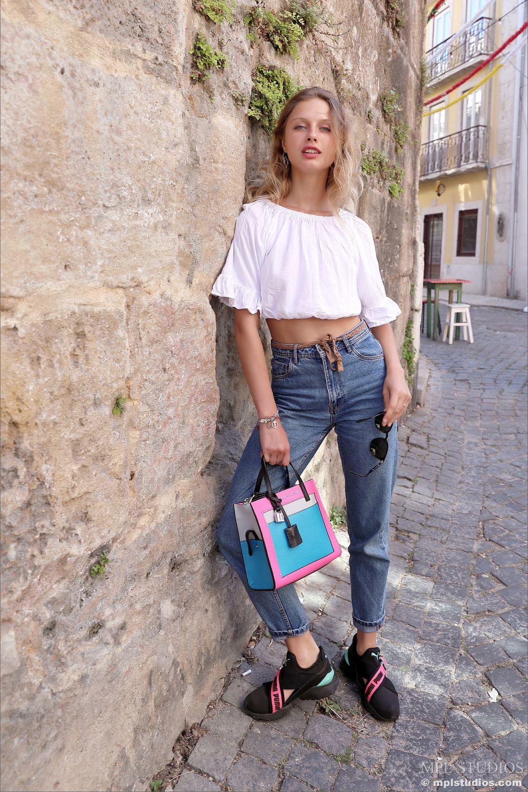 A flirty and playful doll poses in the streets of the beautiful city  in MPL Studios set Postcard from Lisbon