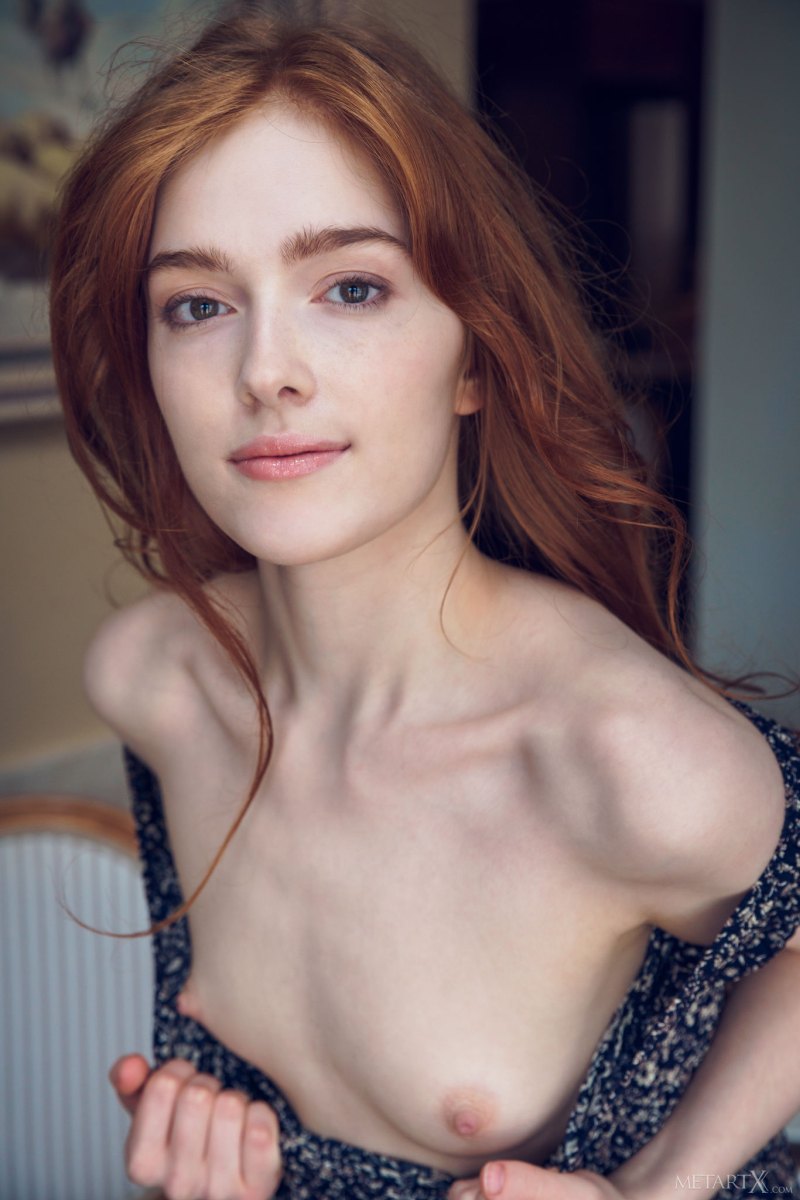 Redhead goddess Jia Lissa lifts up her dress to show us her perfectly trimmed pussy  in Metart X set Before Dinner 1