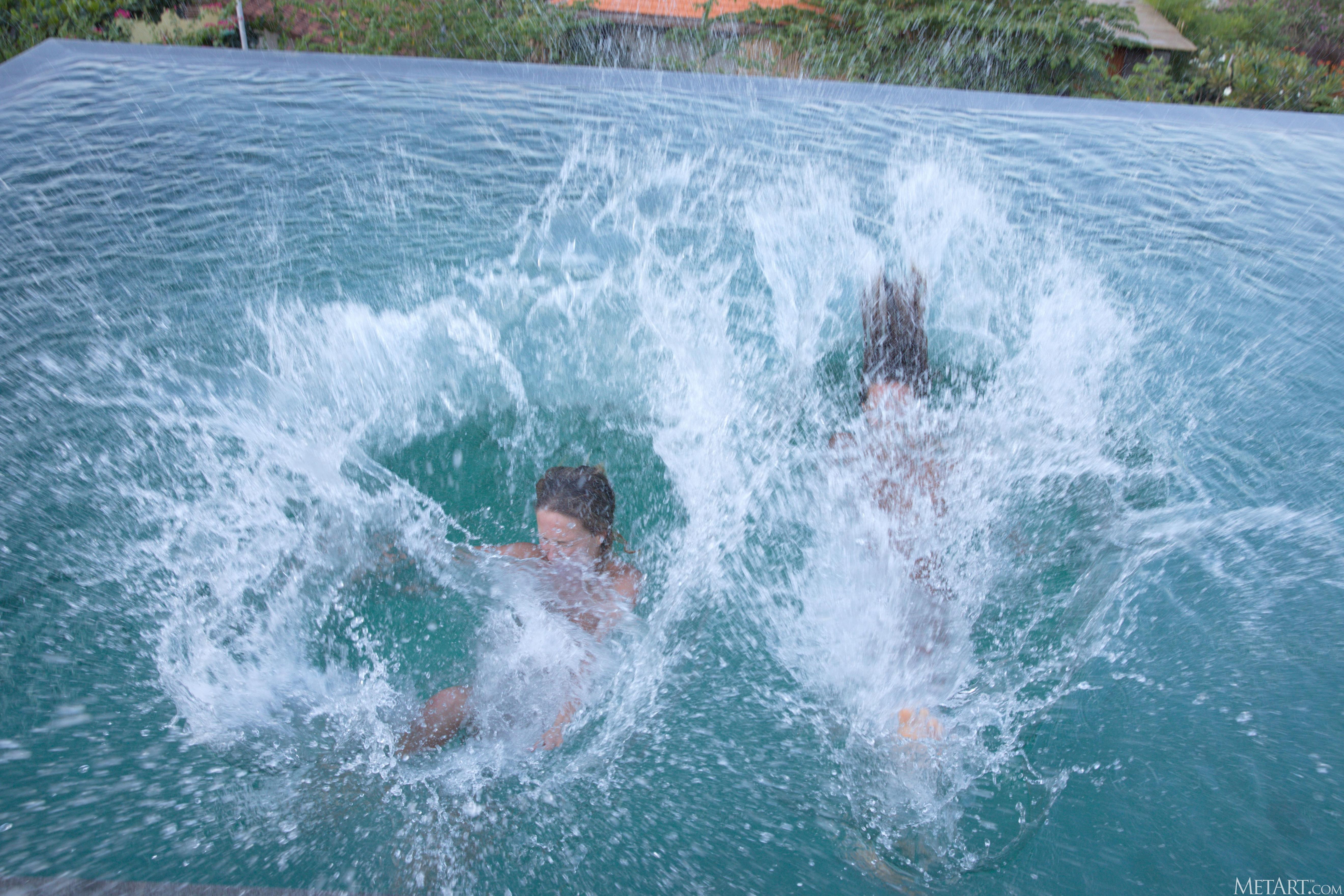 Incredibly sweet and sexy babes posing together in the pool  in Metart set Miss You