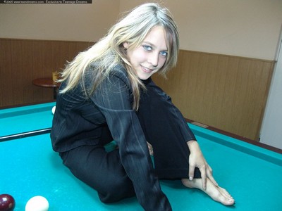 Liza gets naked on the pool table