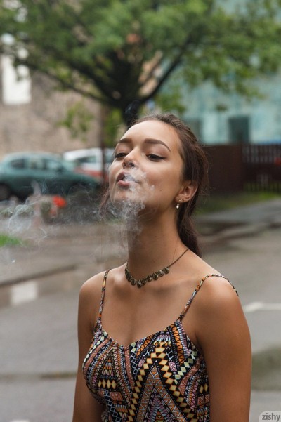 Perfect young brunette leaves us speechless with amazing public action  in Zishy set On Riga Art