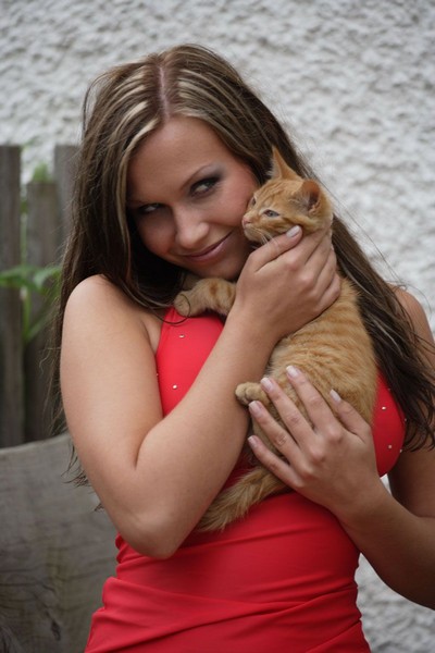 Hot teen in a little red dress