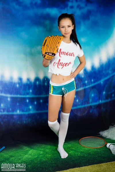 Skinny baseball girl Lada is ready to do a little play with your bat  in Amour Angels set New Fan 1